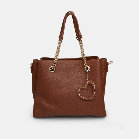 Bolso shopper de mujer con colgante de corazón, Piel Bolso shopper de mujer con colgante de corazón, Piel